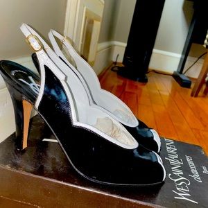 Vintage 1990s Yves Saint Laurent Patent Black Heels.